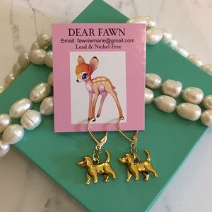 New gold Dog Puppy earrings! Lead & nickel free🆕